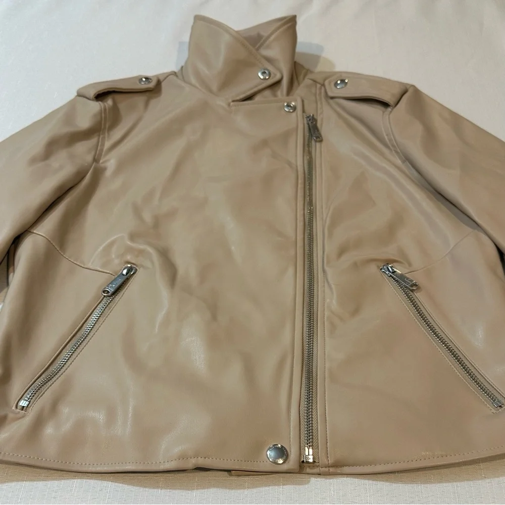 Sam Edelman Faux Leather Moto Jacket Beige | NWT Size Small - Picture 2 of 12